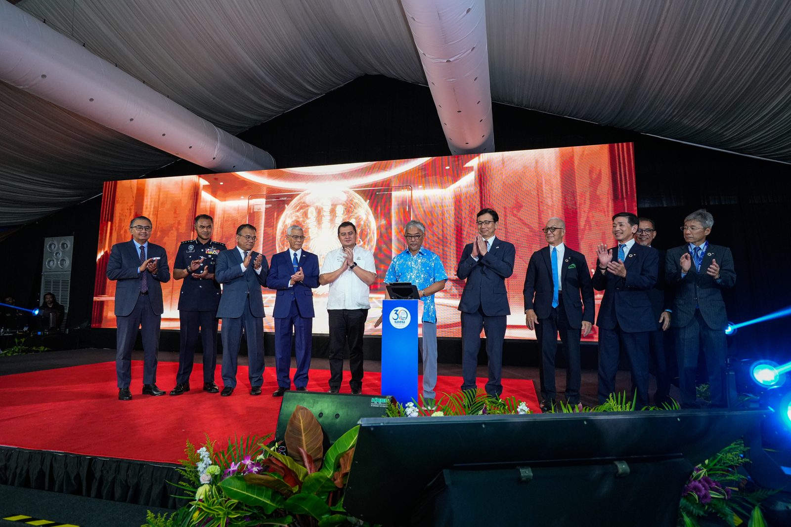 Guests of honour on stage at the launch of the Kaneka Malaysia 30th anniversary celebration